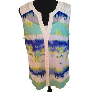 Catherine Malandrino White Tank Top and Sleeveless Blouse Set Size 10